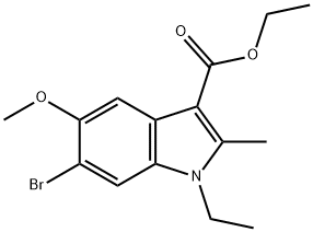 ethyl 6-bromo-1-ethyl-5-methoxy-2-methyl-1H-indole-3-carboxylate Struktur