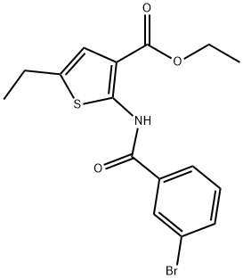 ethyl 2-[(3-bromobenzoyl)amino]-5-ethyl-3-thiophenecarboxylate Struktur