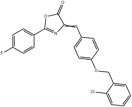 4-{4-[(2-chlorobenzyl)oxy]benzylidene}-2-(4-fluorophenyl)-1,3-oxazol-5(4H)-one Struktur