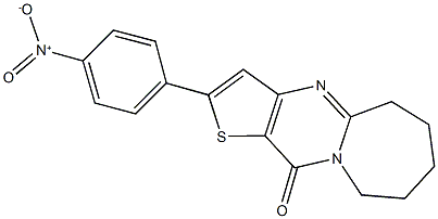 2-{4-nitrophenyl}-6,7,8,9-tetrahydrothieno[3',2':4,5]pyrimido[1,2-a]azepin-11(5H)-one Struktur