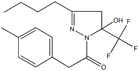 3-butyl-1-[(4-methylphenyl)acetyl]-5-(trifluoromethyl)-4,5-dihydro-1H-pyrazol-5-ol Struktur