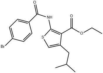 ethyl 2-[(4-bromobenzoyl)amino]-4-isobutyl-3-thiophenecarboxylate Struktur