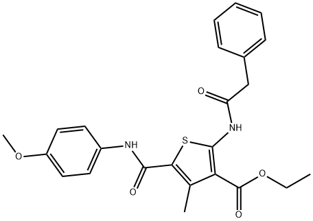 ethyl 4-methyl-5-({[4-(methyloxy)phenyl]amino}carbonyl)-2-[(phenylacetyl)amino]thiophene-3-carboxylate Struktur