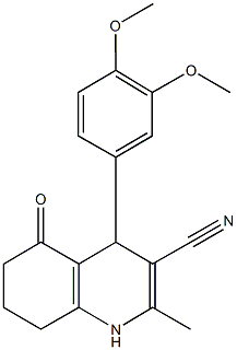 4-(3,4-dimethoxyphenyl)-2-methyl-5-oxo-1,4,5,6,7,8-hexahydro-3-quinolinecarbonitrile Struktur