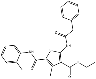 ethyl 4-methyl-2-[(phenylacetyl)amino]-5-(2-toluidinocarbonyl)-3-thiophenecarboxylate Struktur