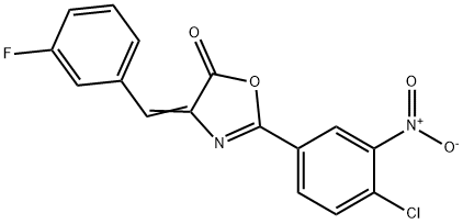 2-{4-chloro-3-nitrophenyl}-4-(3-fluorobenzylidene)-1,3-oxazol-5(4H)-one Struktur