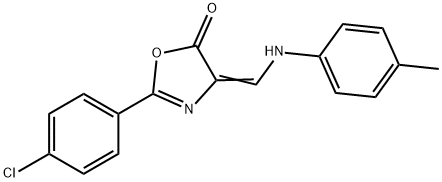 2-(4-chlorophenyl)-4-(4-toluidinomethylene)-1,3-oxazol-5(4H)-one Struktur