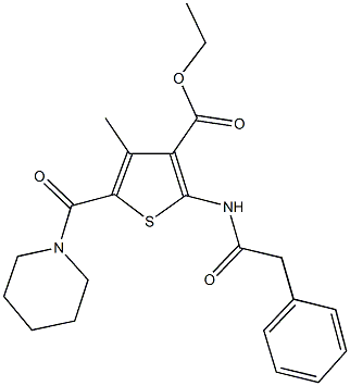 ethyl 4-methyl-2-[(phenylacetyl)amino]-5-(1-piperidinylcarbonyl)-3-thiophenecarboxylate Struktur