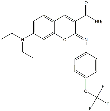 7-(diethylamino)-2-{[4-(trifluoromethoxy)phenyl]imino}-2H-chromene-3-carboxamide Struktur