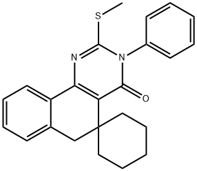 2-(methylsulfanyl)-3-phenyl-5,6-dihydrospiro(benzo[h]quinazoline-5,1'-cyclohexane)-4(3H)-one Struktur