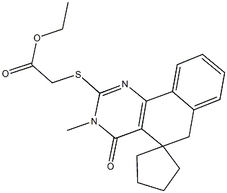 ethyl [(3-methyl-4-oxo-3,4,5,6-tetrahydrospiro{benzo[h]quinazoline-5,1'-cyclopentane}-2-yl)sulfanyl]acetate Struktur