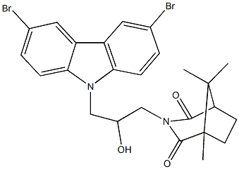 3-[3-(3,6-dibromo-9H-carbazol-9-yl)-2-hydroxypropyl]-1,8,8-trimethyl-3-azabicyclo[3.2.1]octane-2,4-dione Struktur