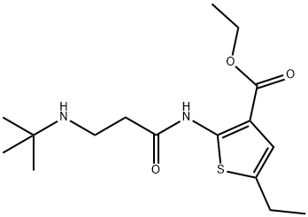 ethyl 2-{[3-(tert-butylamino)propanoyl]amino}-5-ethyl-3-thiophenecarboxylate Struktur