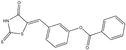 3-[(4-oxo-2-thioxo-1,3-thiazolidin-5-ylidene)methyl]phenyl benzoate Struktur