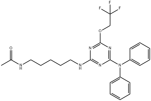 N-(5-{[4-(diphenylamino)-6-(2,2,2-trifluoroethoxy)-1,3,5-triazin-2-yl]amino}pentyl)acetamide Struktur