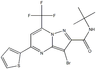 3-bromo-N-(tert-butyl)-5-(2-thienyl)-7-(trifluoromethyl)pyrazolo[1,5-a]pyrimidine-2-carboxamide Struktur