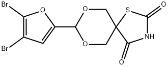 8-(4,5-dibromo-2-furyl)-7,9-dioxa-1-thia-3-azaspiro[4.5]decane-2,4-dione Struktur