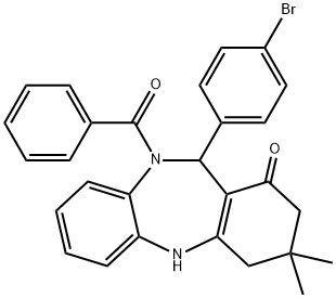 10-benzoyl-11-(4-bromophenyl)-3,3-dimethyl-2,3,4,5,10,11-hexahydro-1H-dibenzo[b,e][1,4]diazepin-1-one Struktur