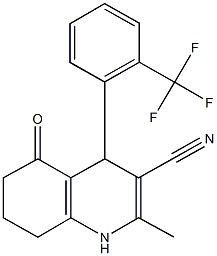 2-methyl-5-oxo-4-[2-(trifluoromethyl)phenyl]-1,4,5,6,7,8-hexahydro-3-quinolinecarbonitrile Struktur