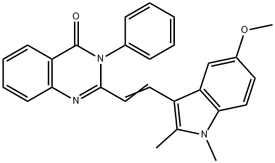 2-[2-(5-methoxy-1,2-dimethyl-1H-indol-3-yl)vinyl]-3-phenyl-4(3H)-quinazolinone Struktur