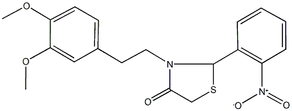 3-[2-(3,4-dimethoxyphenyl)ethyl]-2-{2-nitrophenyl}-1,3-thiazolidin-4-one Struktur