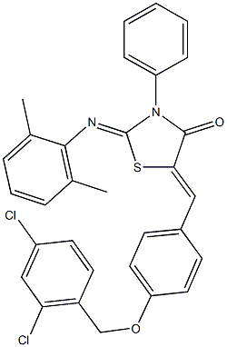 5-{4-[(2,4-dichlorobenzyl)oxy]benzylidene}-2-[(2,6-dimethylphenyl)imino]-3-phenyl-1,3-thiazolidin-4-one Struktur