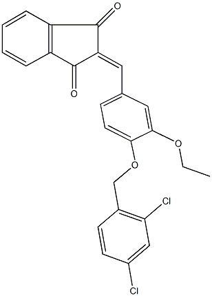 2-{4-[(2,4-dichlorobenzyl)oxy]-3-ethoxybenzylidene}-1H-indene-1,3(2H)-dione Struktur