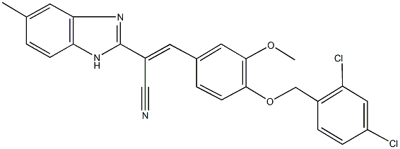 3-{4-[(2,4-dichlorobenzyl)oxy]-3-methoxyphenyl}-2-(5-methyl-1H-benzimidazol-2-yl)acrylonitrile Struktur