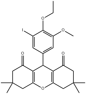 9-(4-ethoxy-3-iodo-5-methoxyphenyl)-3,3,6,6-tetramethyl-3,4,5,6,7,9-hexahydro-1H-xanthene-1,8(2H)-dione Struktur