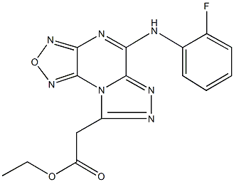 ethyl [5-(2-fluoroanilino)[1,2,5]oxadiazolo[3,4-e][1,2,4]triazolo[4,3-a]pyrazin-8-yl]acetate Struktur