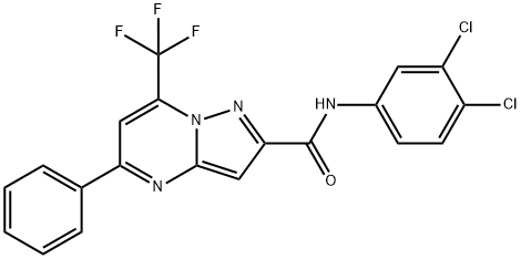 N-(3,4-dichlorophenyl)-5-phenyl-7-(trifluoromethyl)pyrazolo[1,5-a]pyrimidine-2-carboxamide Struktur