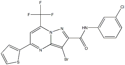 3-bromo-N-(3-chlorophenyl)-5-(2-thienyl)-7-(trifluoromethyl)pyrazolo[1,5-a]pyrimidine-2-carboxamide Struktur