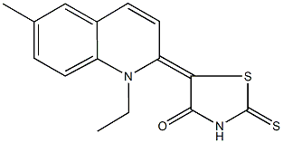 5-(1-ethyl-6-methyl-2(1H)-quinolinylidene)-2-thioxo-1,3-thiazolidin-4-one Struktur