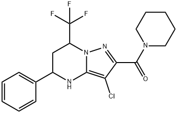 3-chloro-5-phenyl-2-(1-piperidinylcarbonyl)-7-(trifluoromethyl)-4,5,6,7-tetrahydropyrazolo[1,5-a]pyrimidine Struktur