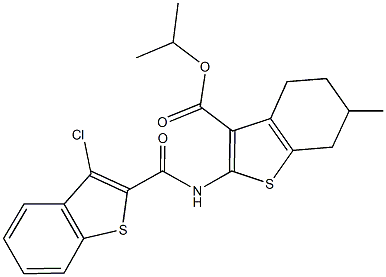 isopropyl 2-{[(3-chloro-1-benzothien-2-yl)carbonyl]amino}-6-methyl-4,5,6,7-tetrahydro-1-benzothiophene-3-carboxylate Struktur