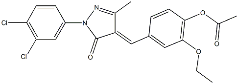 4-{[1-(3,4-dichlorophenyl)-3-methyl-5-oxo-1,5-dihydro-4H-pyrazol-4-ylidene]methyl}-2-ethoxyphenyl acetate Struktur