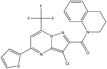 1-{[3-chloro-5-(2-thienyl)-7-(trifluoromethyl)pyrazolo[1,5-a]pyrimidin-2-yl]carbonyl}-1,2,3,4-tetrahydroquinoline Struktur