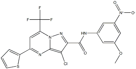 3-chloro-N-{3-nitro-5-methoxyphenyl}-5-(2-thienyl)-7-(trifluoromethyl)pyrazolo[1,5-a]pyrimidine-2-carboxamide Struktur