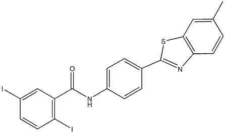 2,5-diiodo-N-[4-(6-methyl-1,3-benzothiazol-2-yl)phenyl]benzamide Struktur