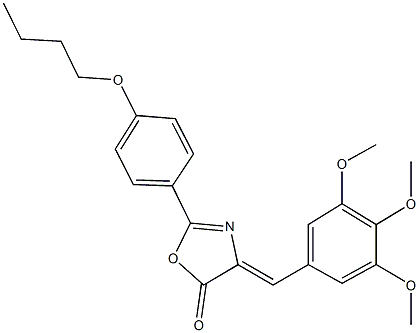 2-(4-butoxyphenyl)-4-(3,4,5-trimethoxybenzylidene)-1,3-oxazol-5(4H)-one Struktur