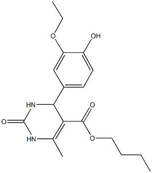 butyl 4-(3-ethoxy-4-hydroxyphenyl)-6-methyl-2-oxo-1,2,3,4-tetrahydro-5-pyrimidinecarboxylate Struktur