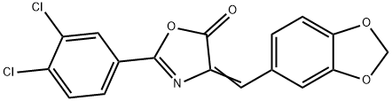 4-(1,3-benzodioxol-5-ylmethylene)-2-(3,4-dichlorophenyl)-1,3-oxazol-5(4H)-one Struktur