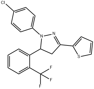 1-(4-chlorophenyl)-3-(2-thienyl)-5-[2-(trifluoromethyl)phenyl]-4,5-dihydro-1H-pyrazole Struktur