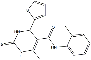 6-methyl-N-(2-methylphenyl)-4-(2-thienyl)-2-thioxo-1,2,3,4-tetrahydro-5-pyrimidinecarboxamide Struktur