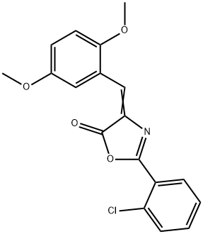 2-(2-chlorophenyl)-4-(2,5-dimethoxybenzylidene)-1,3-oxazol-5(4H)-one Struktur