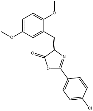 2-(4-chlorophenyl)-4-(2,5-dimethoxybenzylidene)-1,3-oxazol-5(4H)-one Struktur