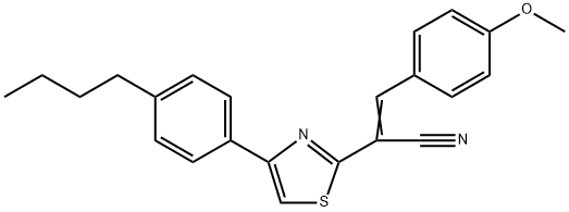 2-[4-(4-butylphenyl)-1,3-thiazol-2-yl]-3-(4-methoxyphenyl)acrylonitrile Struktur