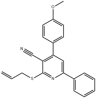 2-(allylsulfanyl)-4-(4-methoxyphenyl)-6-phenylnicotinonitrile Struktur