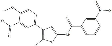 3-nitro-N-(4-{3-nitro-4-methoxyphenyl}-5-methyl-1,3-thiazol-2-yl)benzamide Struktur