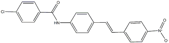 4-chloro-N-[4-(2-{4-nitrophenyl}vinyl)phenyl]benzamide Struktur